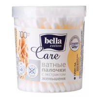 Белла ватные палочки Cotton Care экстракт женьшеня в круглой пластиковой коробке 100шт